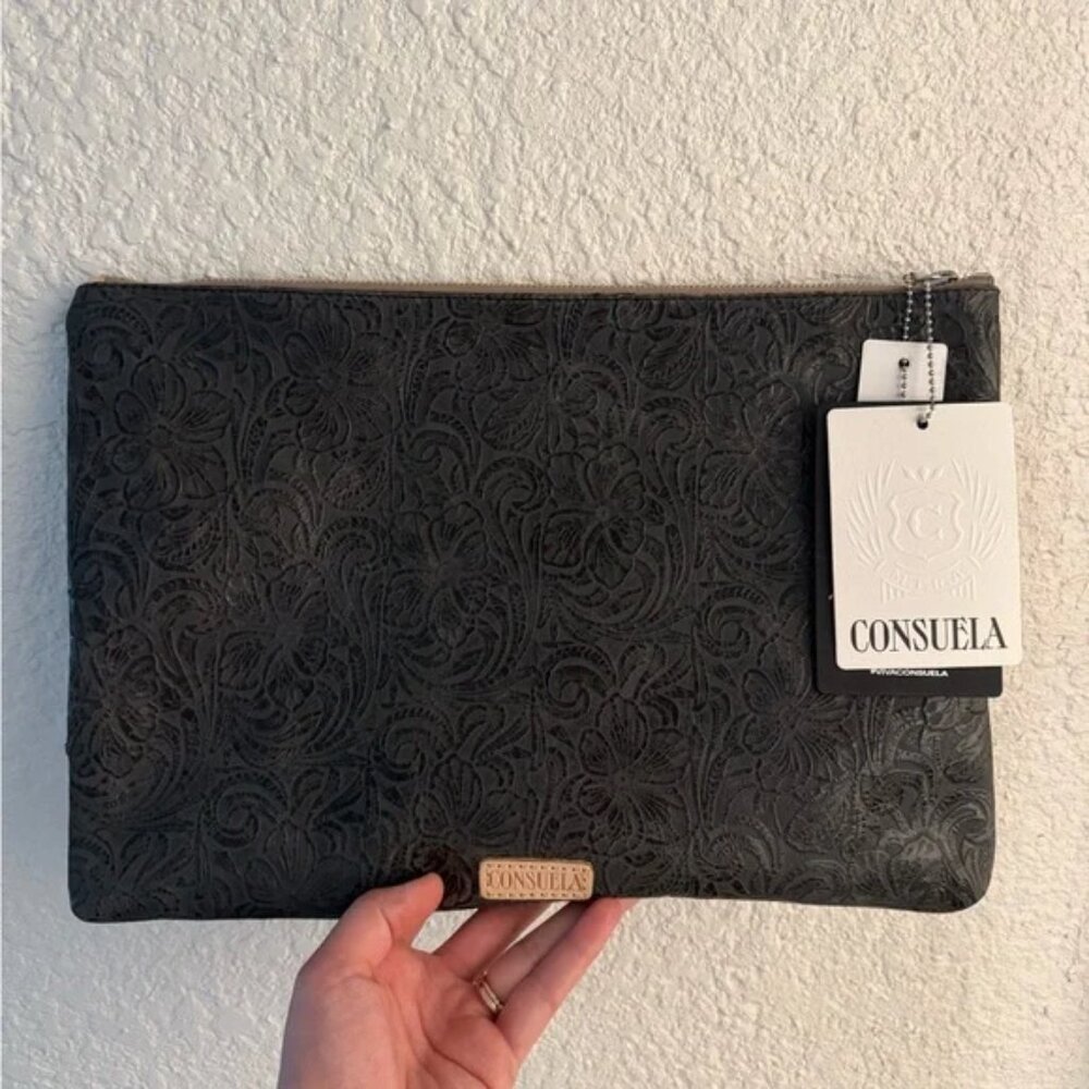 Consuela Black Embossed Large Rowan Zip